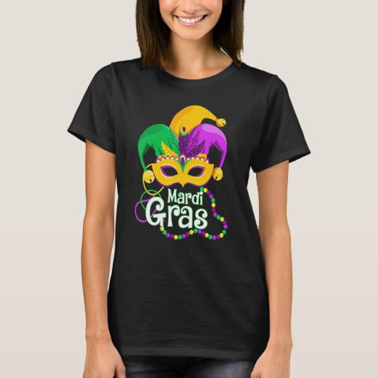 Mardi Gras Mask Beads Mardi Gras Carnival Festiva T-shirt (Voorkant)