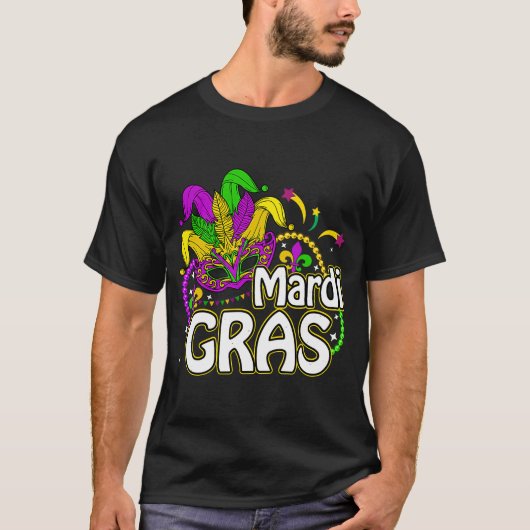 Mardi Gras Mask Beads New Orleans Festival T-shirt (Voorkant)