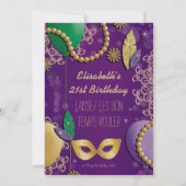 Mardi Gras Mask Birthday Kaart (Achterkant)