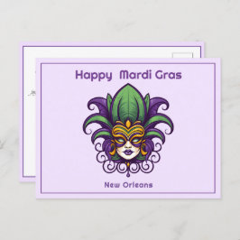 💜 Mardi Gras Mask Briefkaart