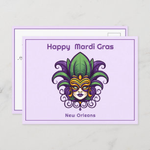 💜 Mardi Gras Mask Briefkaart