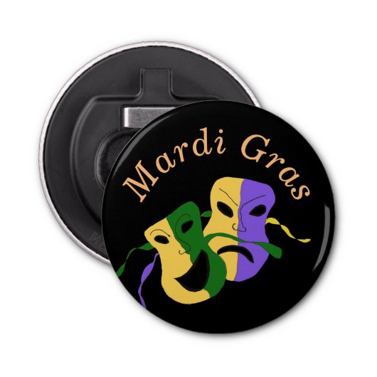 Mardi Gras Mask Button Flesopener (Voorkant)