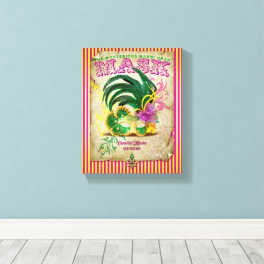 Mardi Gras Mask Canvas Afdruk (Insitu (Houten vloer))