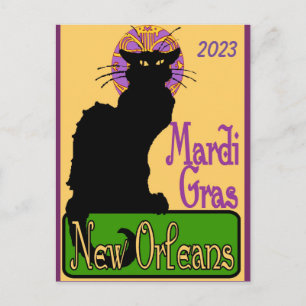 Mardi Gras Mask Chat Noir, voeg tekst Briefkaart t