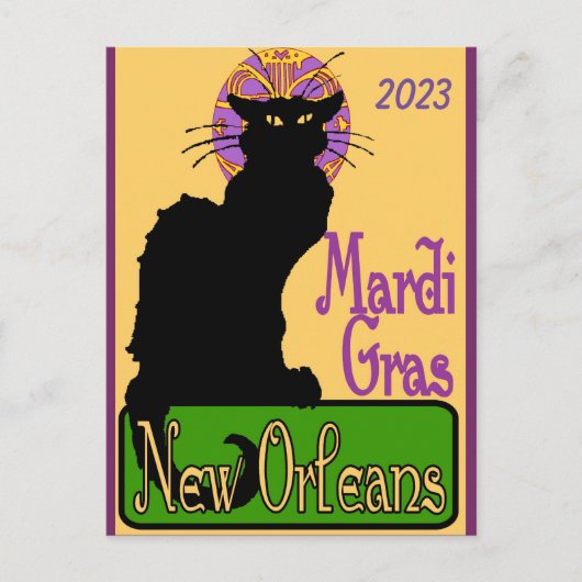 Mardi Gras Mask Chat Noir, voeg tekst Briefkaart t (Voorkant)