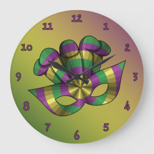 Mardi Gras Mask Clock Grote Klok