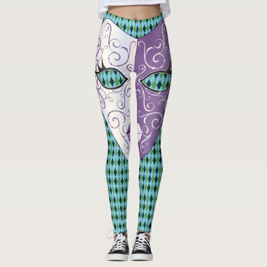 Mardi Gras Mask diamant plaid Thunder_Cove Leggings (Voorkant)