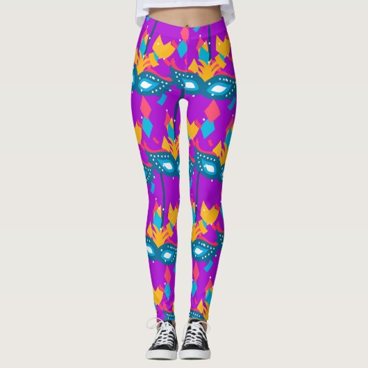 Mardi Gras Mask en Confetti Leggings (Voorkant)