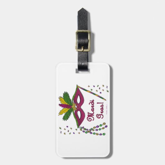 Mardi Gras Mask Feather Beads Bagagelabel (Voorkant verticaal)