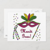 Mardi Gras Mask Feather Beads Briefkaart (Voorkant / Achterkant)