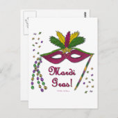 Mardi Gras Mask Feather Beads Briefkaart (Voorkant / Achterkant)