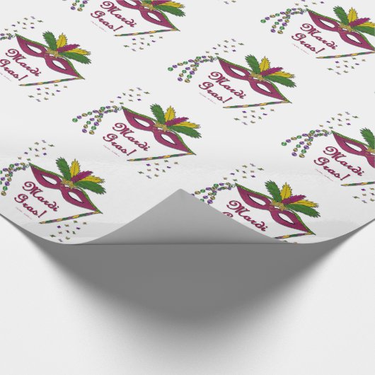 Mardi Gras Mask Feather Beads Cadeaupapier (Hoek)