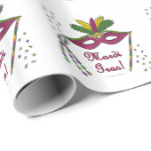 Mardi Gras Mask Feather Beads Cadeaupapier (Rol Hoek)