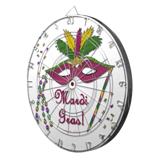 Mardi Gras Mask Feather Beads Dartbord (Voorkant Rechts)