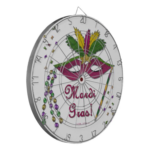 Mardi Gras Mask Feather Beads Dartbord (Voorkant Links)