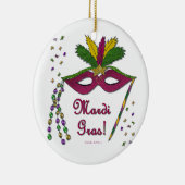 Mardi Gras Mask Feather Beads Keramisch Ornament (Rechts)