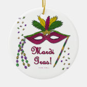 Mardi Gras Mask Feather Beads Keramisch Ornament (Voorkant)