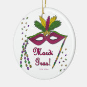 Mardi Gras Mask Feather Beads Keramisch Ornament (Links)