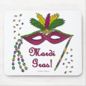 Mardi Gras Mask Feather Beads Muismat (Voorkant)