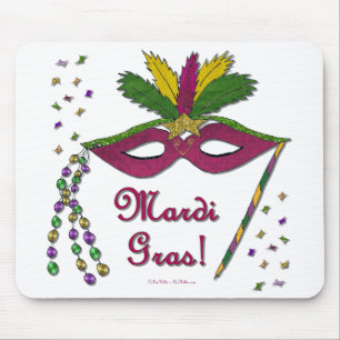 Mardi Gras Mask Feather Beads Muismat