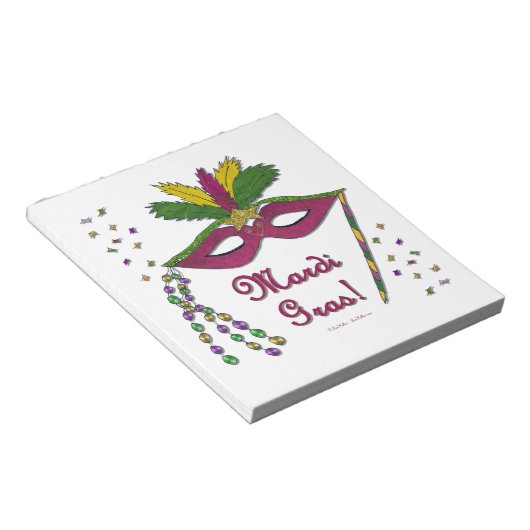 Mardi Gras Mask Feather Beads Notitieblok (Schuin)