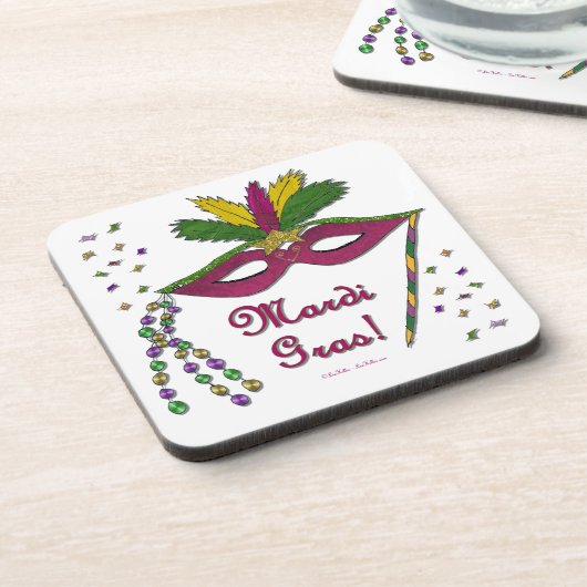 Mardi Gras Mask Feather Beads Onderzetter (Linkerzijde)