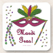 Mardi Gras Mask Feather Beads Onderzetter (Voorkant)