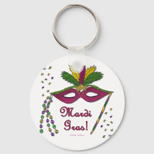 Mardi Gras Mask Feather Beads Sleutelhanger