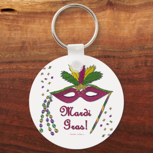 Mardi Gras Mask Feather Beads Sleutelhanger (Voorkant)