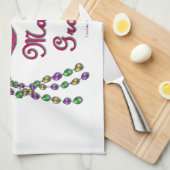 Mardi Gras Mask Feather Beads Theedoek (Quarter Fold)