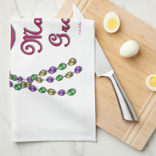 Mardi Gras Mask Feather Beads Theedoek (Quarter Fold)