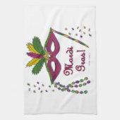 Mardi Gras Mask Feather Beads Theedoek (Verticaal)