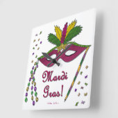 Mardi Gras Mask Feather Beads Vierkante Klok (Hoek)