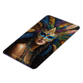 Mardi Gras Mask Feathers Kralen Aangepaste Tekst S Magneet (Linkerzijde)