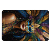 Mardi Gras Mask Feathers Kralen Aangepaste Tekst S Magneet (Horizontaal)
