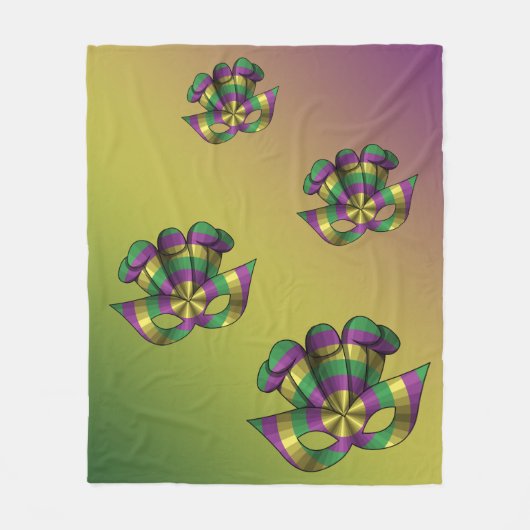 Mardi Gras Mask Fleece Blanket Deken (Voorkant)