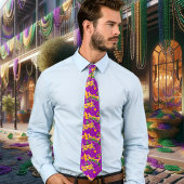 Mardi Gras Mask Fleur de Lis Beads King Cake Stropdas