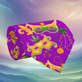 Mardi Gras Mask Fleur de Lis Beads King Cake Stropdas