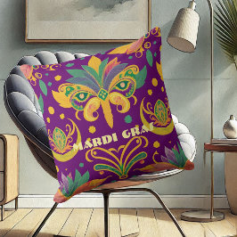 Mardi Gras Mask Fleur De Lis Paarse Groen Goud Kussen