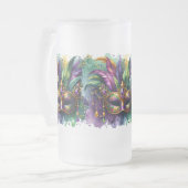 Mardi Gras Mask Frosted Glass Mug Matglas Bierpul (Voorkant links)