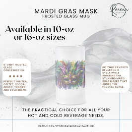 Mardi Gras Mask Frosted Glass Mug Matglas Bierpul