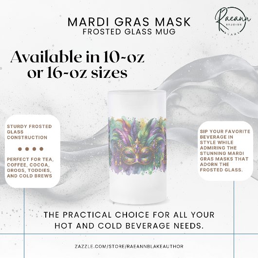 Mardi Gras Mask Frosted Glass Mug Matglas Bierpul