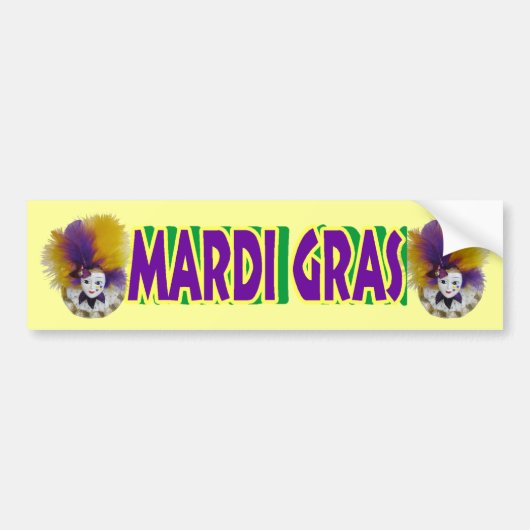 Mardi Gras Mask Gold Tulle Bumpersticker (Voorkant)