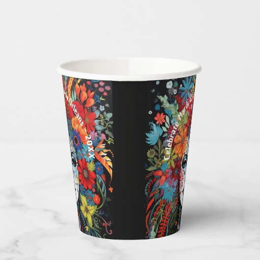 Mardi Gras Mask & Headdress Custom Text Party Papieren Bekers (Links)