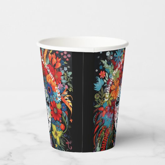 Mardi Gras Mask & Headdress Custom Text Party Papieren Bekers (Rechts)