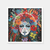 Mardi Gras Mask & Headdress Custom Text Party Servet (Voorkant)