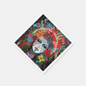Mardi Gras Mask & Headdress Custom Text Party Servet (Hoek)