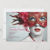 Mardi Gras Mask Invitation Kaart (Voorkant)