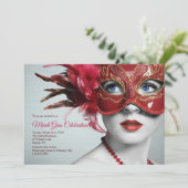 Mardi Gras Mask Invitation Kaart (Staand voorkant)