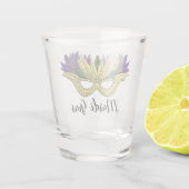 Mardi Gras Mask Jouw tekst Shot Glas (Achterkant)